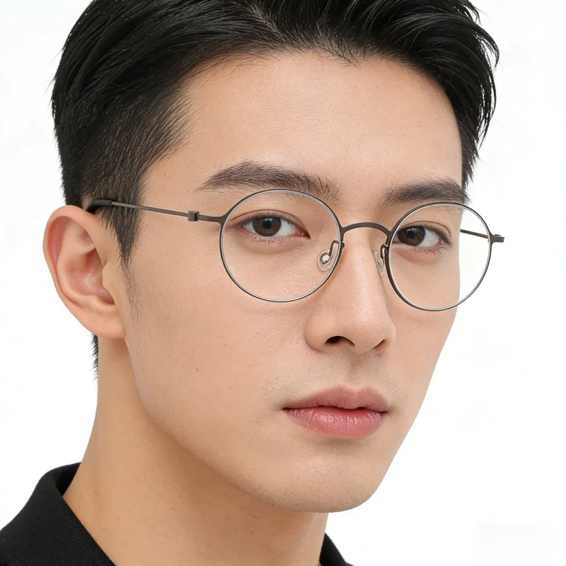 Denmark Brand Replica TT5504 Ultra-Light Pure Titanium 5g Round Frame Glasses Unisex Luxury Retro Thin-Rim Screwless Eyewear