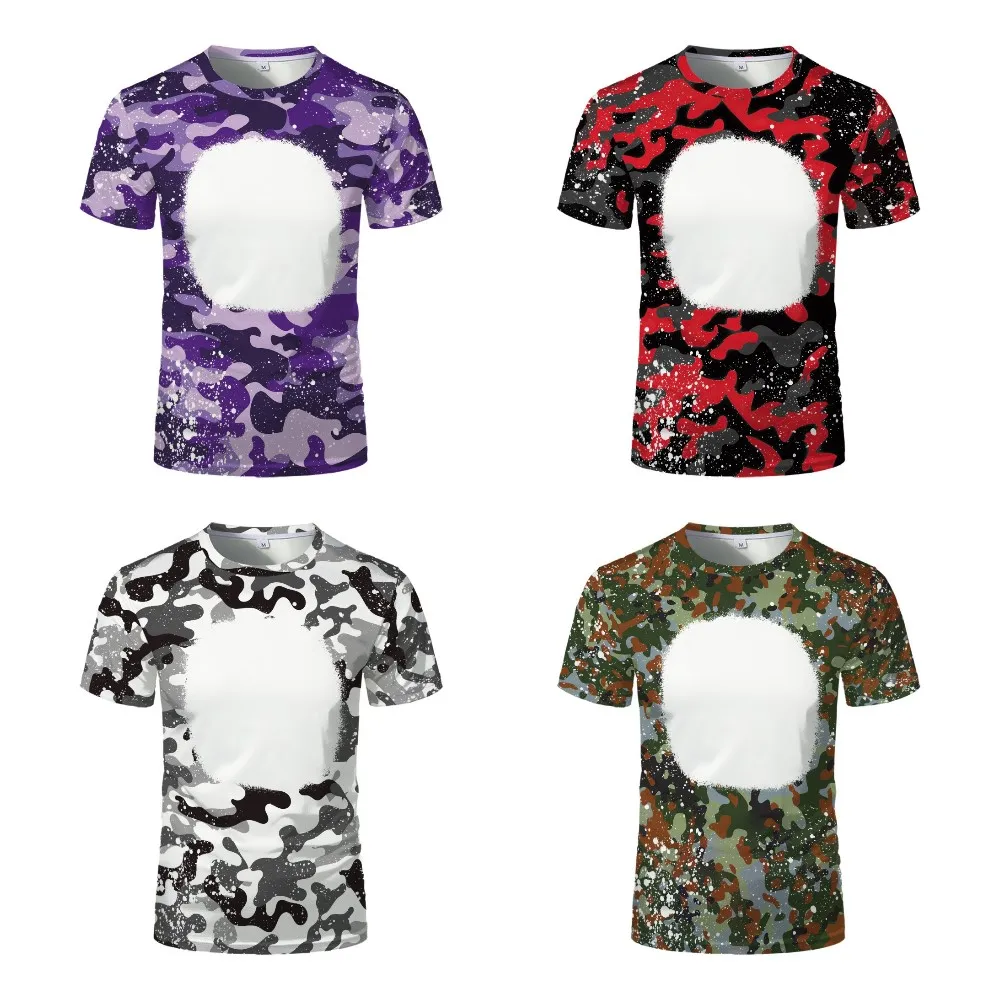 Fashion Camo Tshirts 100% Polyester Short Sleeve Sublimation Blank Oversized Tee Tops Casual Men Women Streetwear T-shirts