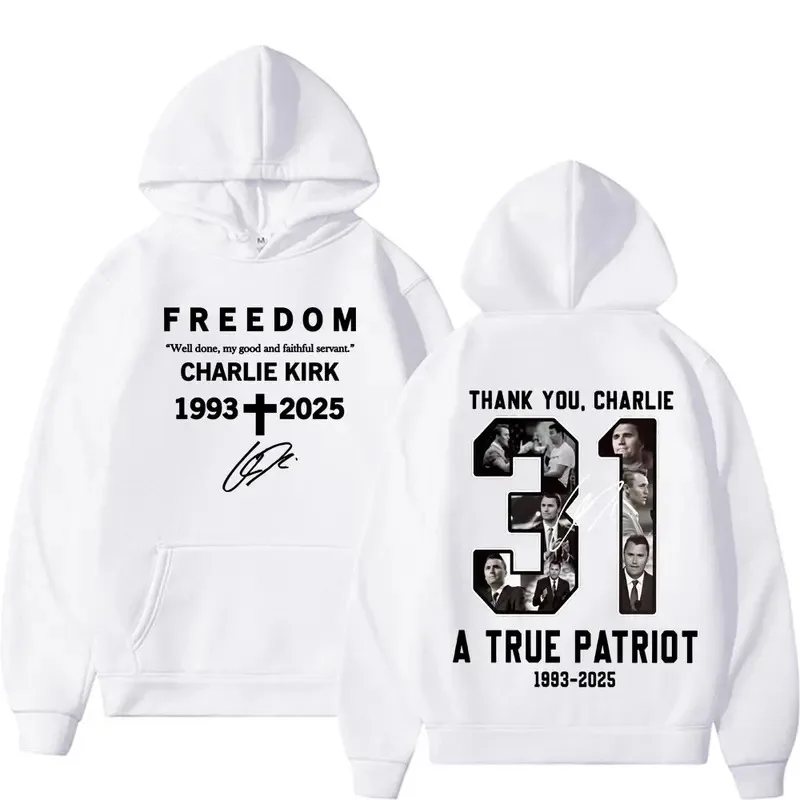 شكرا لك تشارلي كيرك تي شيرت صحيح باتريوت الحرية الجرافيك هوديس الشارع الشهير الرجال النساء عادية هوديي القمم القوطية بلوزات #6