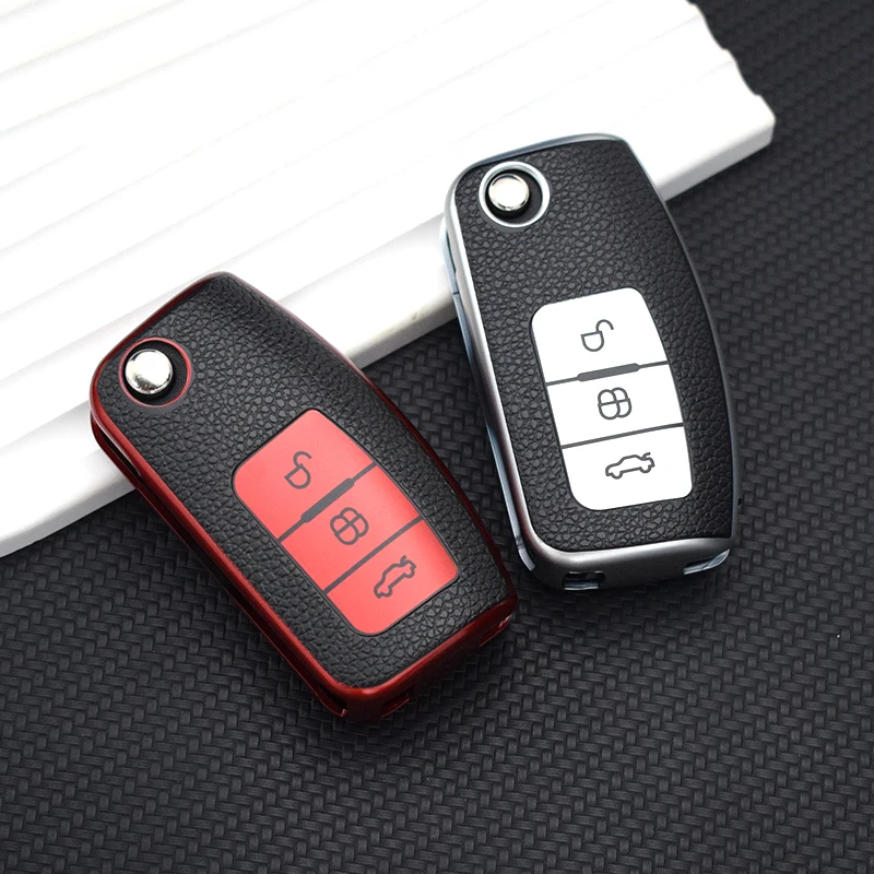 For Ford Fiesta Focus 2 Ecosport Kuga Escape Falcon B-Max C-Max Eco Sport Galaxy TPU Leather Car Key Case Cover Shell Fob Holder