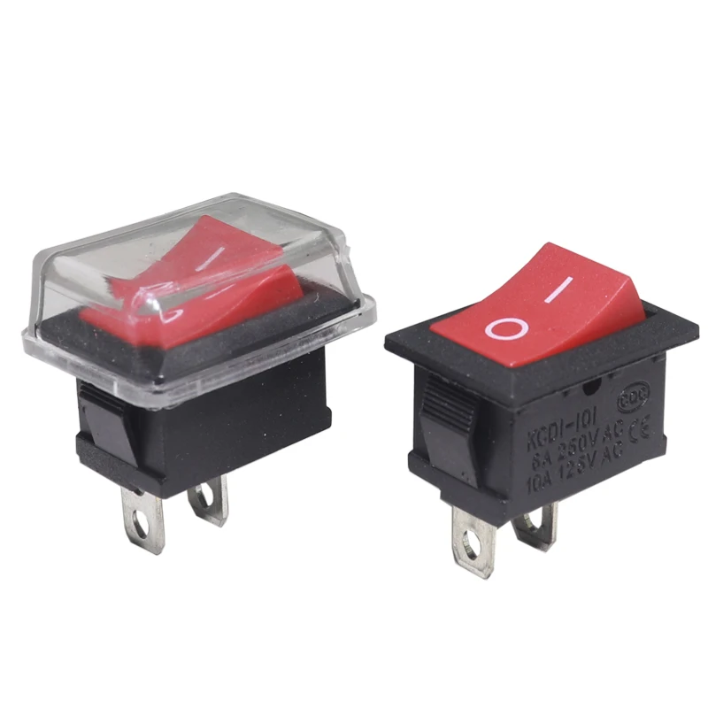【10-2PCS】Push Button Switch 15x21mm SPST 2Pin KCD11 KCD1 Snap-in On/Off Boat Rocker Switch 15MM*21MM Black Red and White