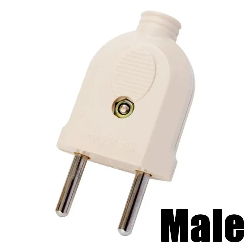

3/5PCEU European 2 Pin AC Electric Power Male Plug Female Socket Outlet Adapter Wire Rewireable Extension Cord Connector