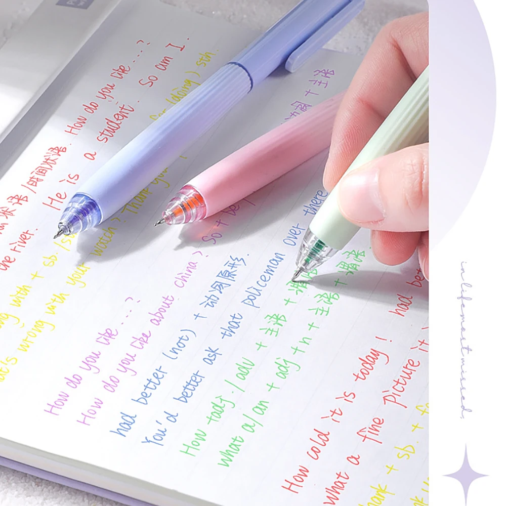 5pcs 0.5 mm Color Gel Pen For Note-taking Quick-drying Marker Pen Fine Tip Smooth Non-stick Ink Replaceable Refill