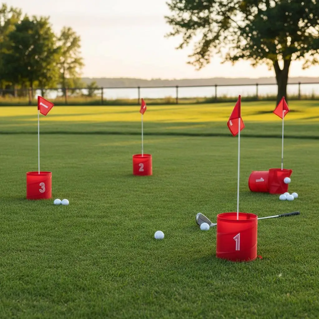 Golf Training Set 3 Hole For Lawn Yard Park, Chipping Practice Game Family Entertainment Portable Design Outdoor Sport Kit