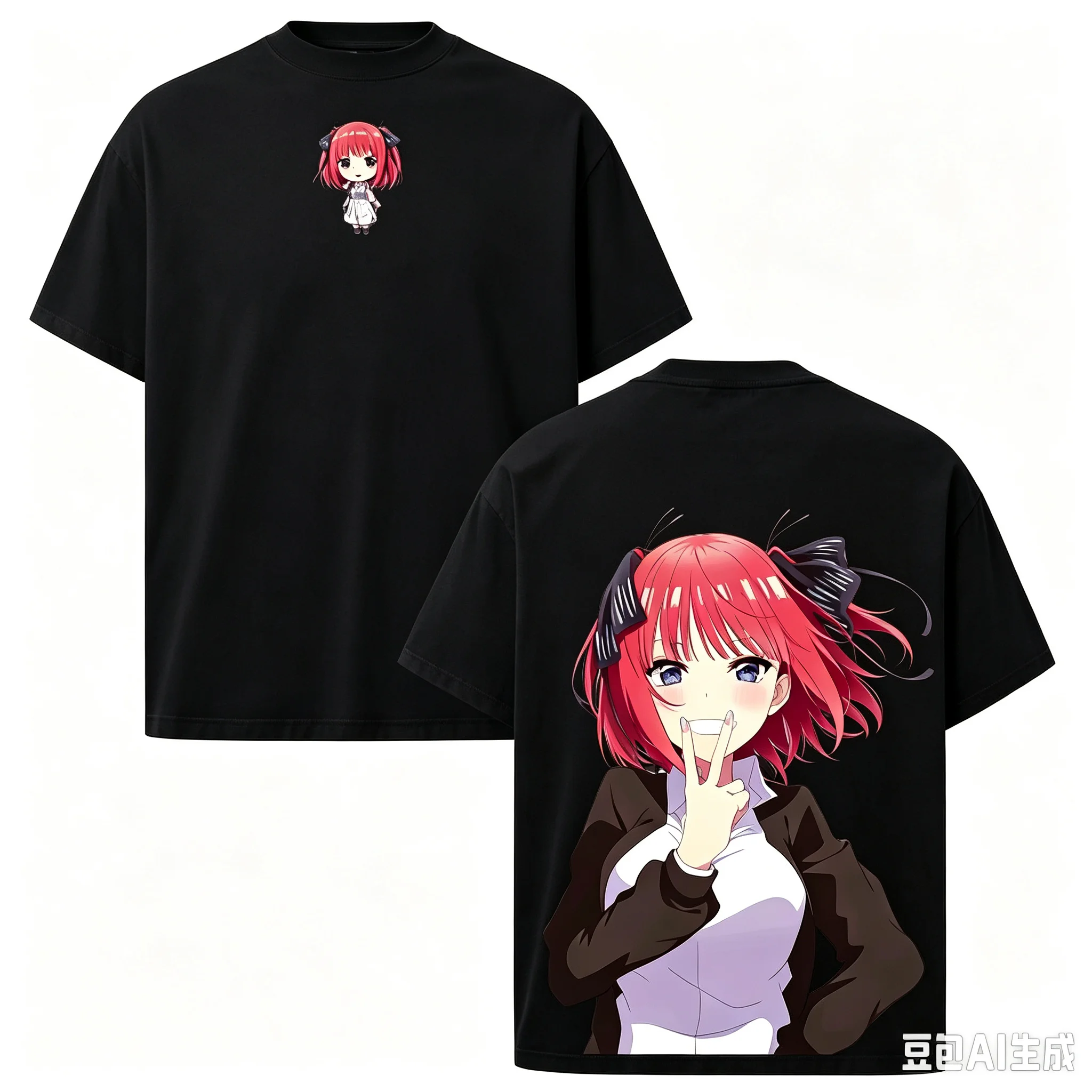 Heißer Verkauf Anime The Quintessential Quintuplets Nakano Nino Print T-Shirt für Männer und Frauen Harajuku Y2K Gothic Baumwolle Oversized T-Shirt – Detail 2