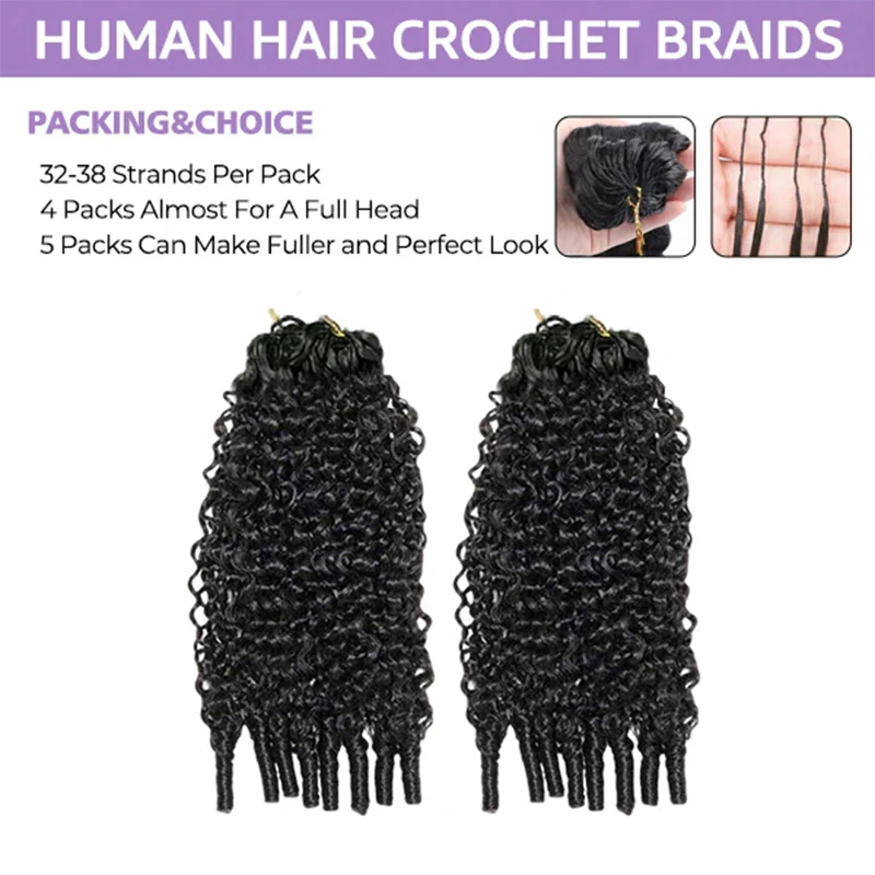 Cabelo Humano Cacheado Birmanês 12A de 30 Polegadas para Crochê, Pequenas Espirais, Cachos Pixie Profundos, Extensões Pré-Separadas Sem Nós, Tranças Miracle Knot, Extensões de Fácil Instalação, Cachos Ondulados Profundos, Perucas, Extensões de Cabelo Humano para Crochê com Nós Milagrosos, Materiais para Tranças, Cabelo com Volume