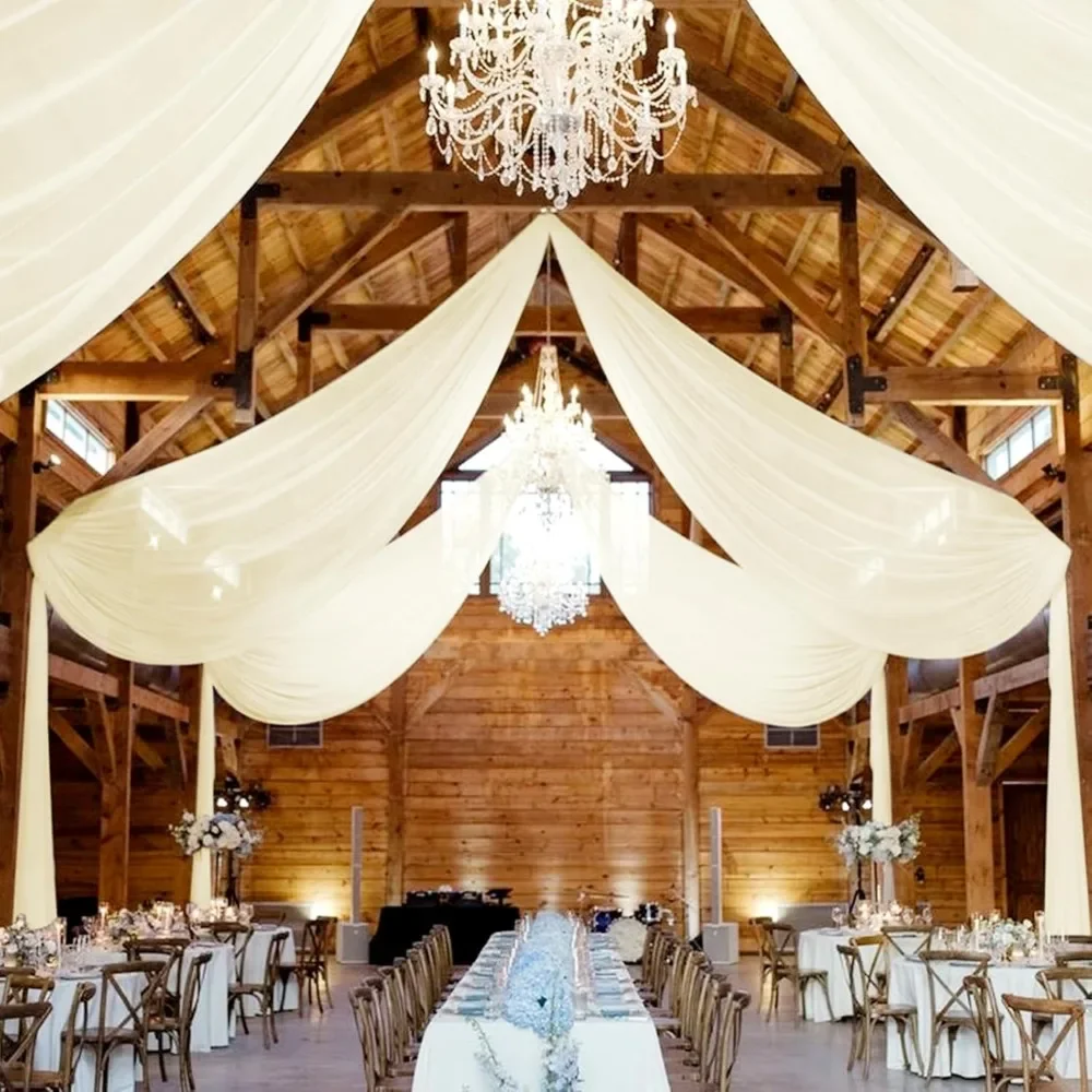 

5ftx30ft Ceiling Drapes for Wedding, Wedding Arch Draping Fabric, Sheer Curtains Chiffon Fabric, 6 Panels Ceiling Drapes