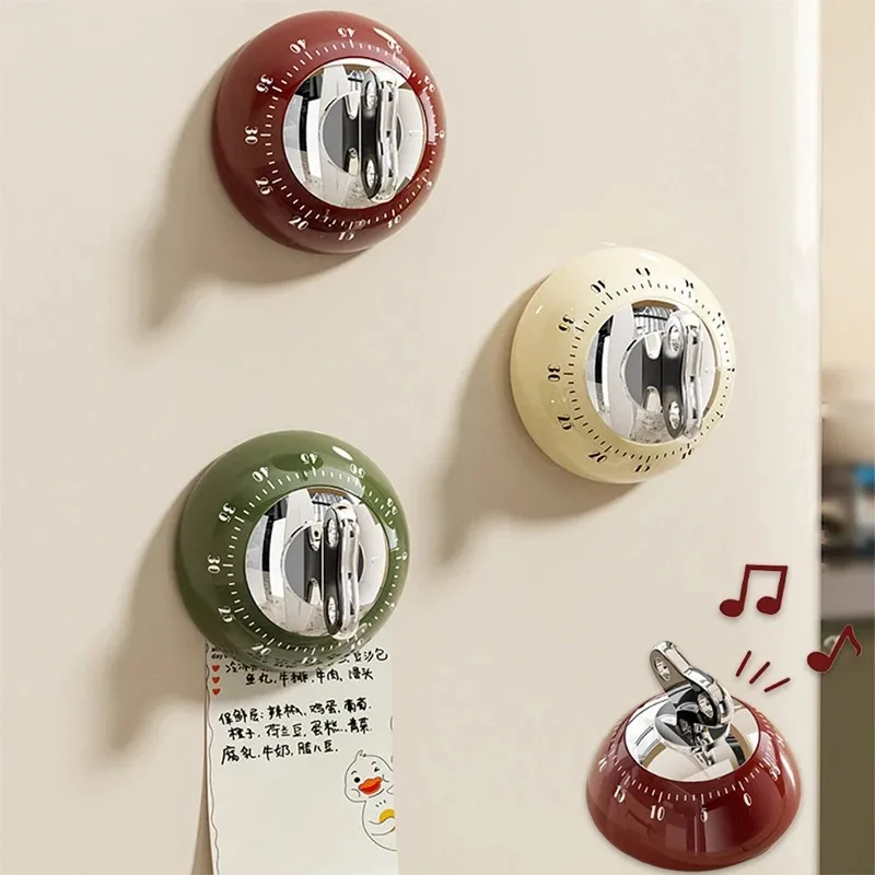 Adsorbable Magnetic Mechanical Timer, Desktop Countdown Reminder Clock, Portable Visual Time Tracker for Children Home Kitchen