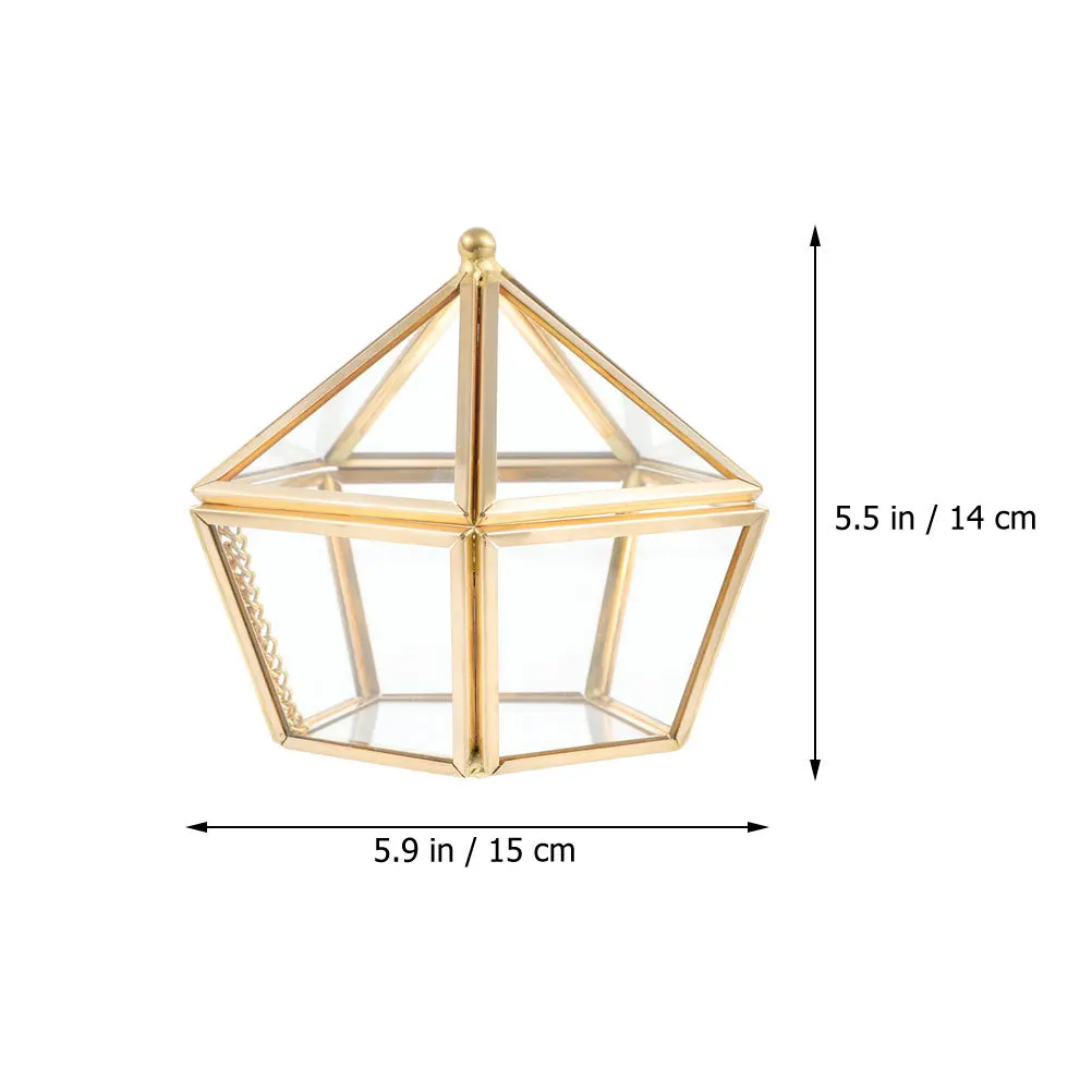 Portable Glass Jewelry Box Transparent Jewelry Storage Organizer Compact Desktop Case for Rings Necklaces Earrings Bracelets