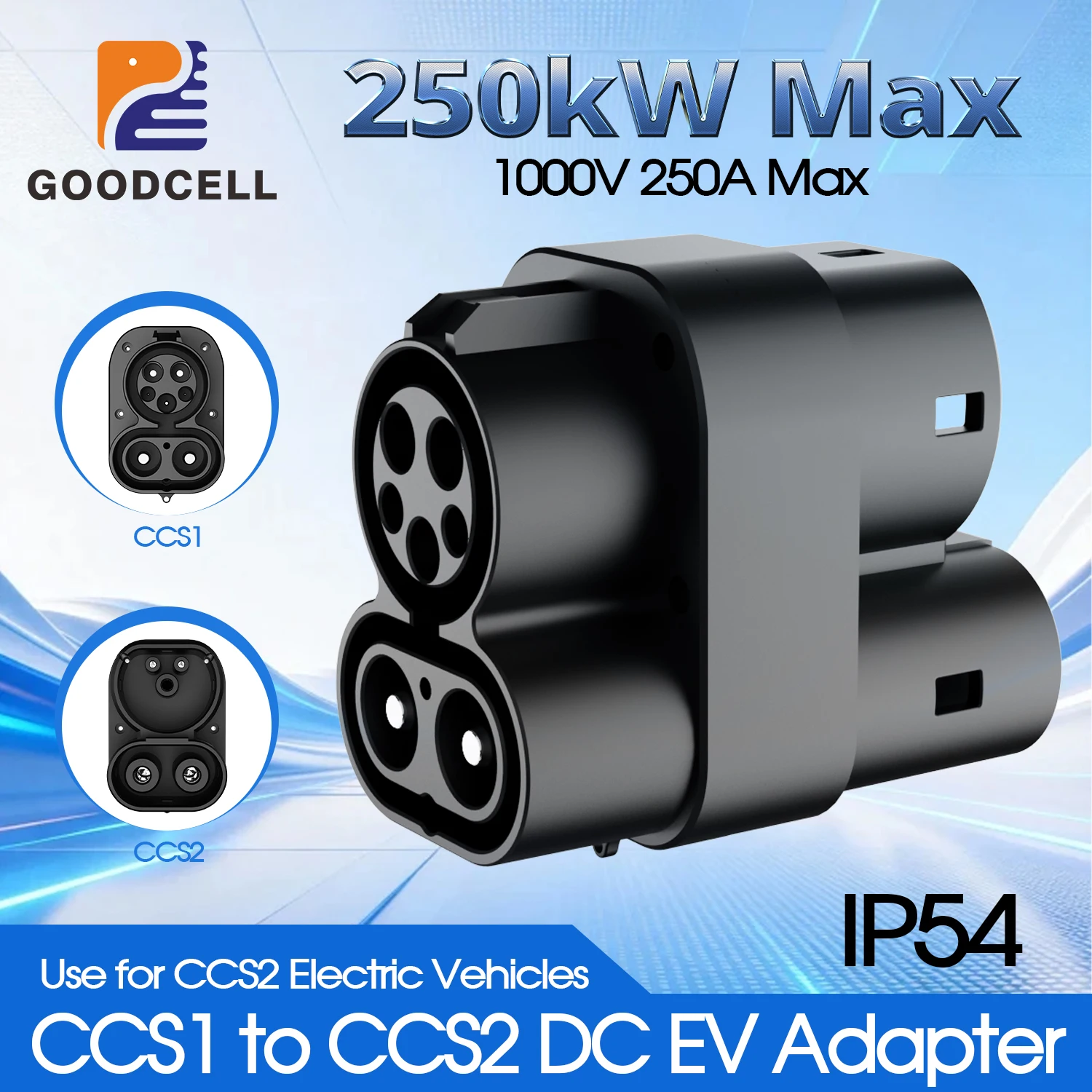 

Адаптер для зарядки электромобилей Chiefleed CCS1-CCS2, 1000В 250А, высокомощный зарядный разъем для электромобилей