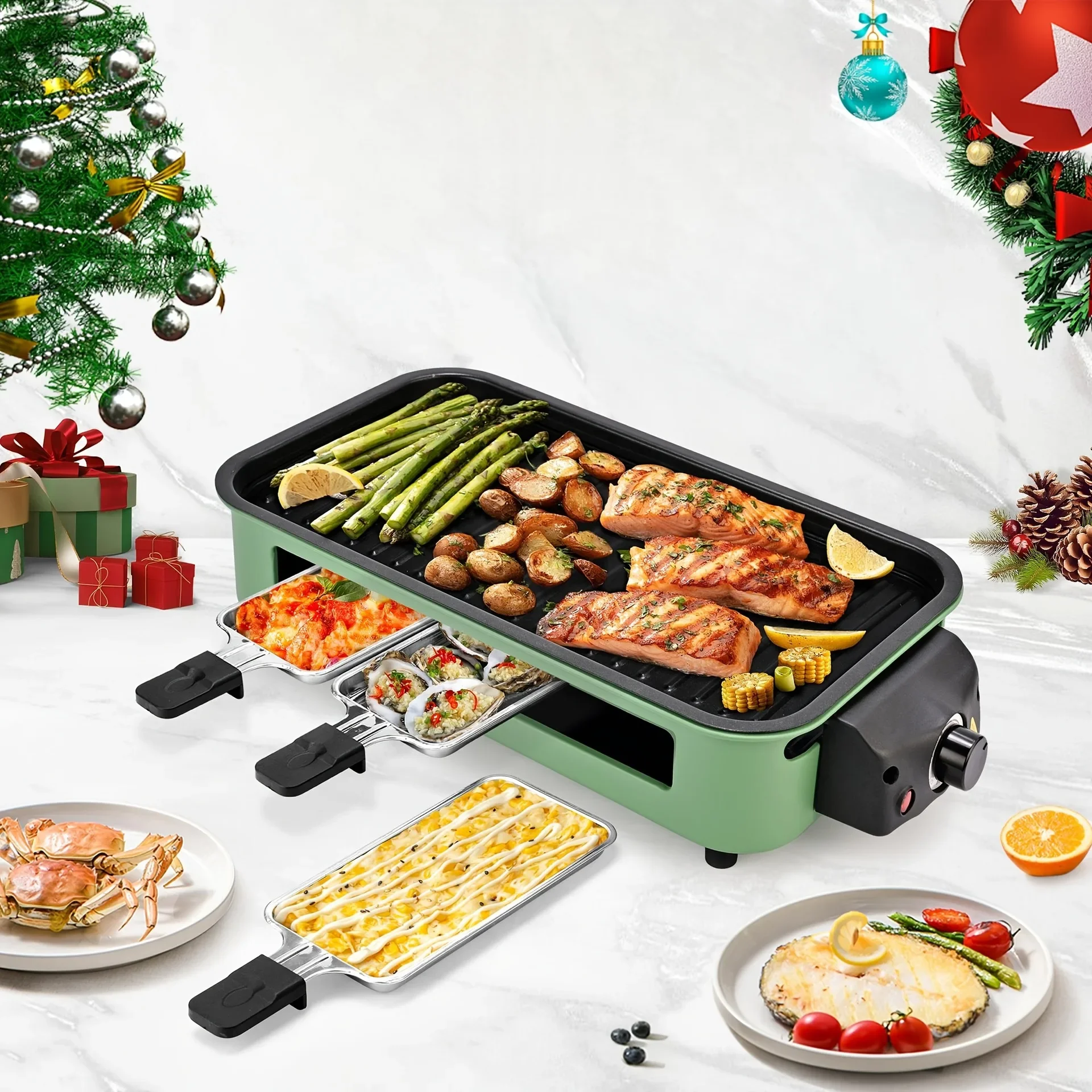 

Electric Grill For Kitchen Indoor Smokes With Removable