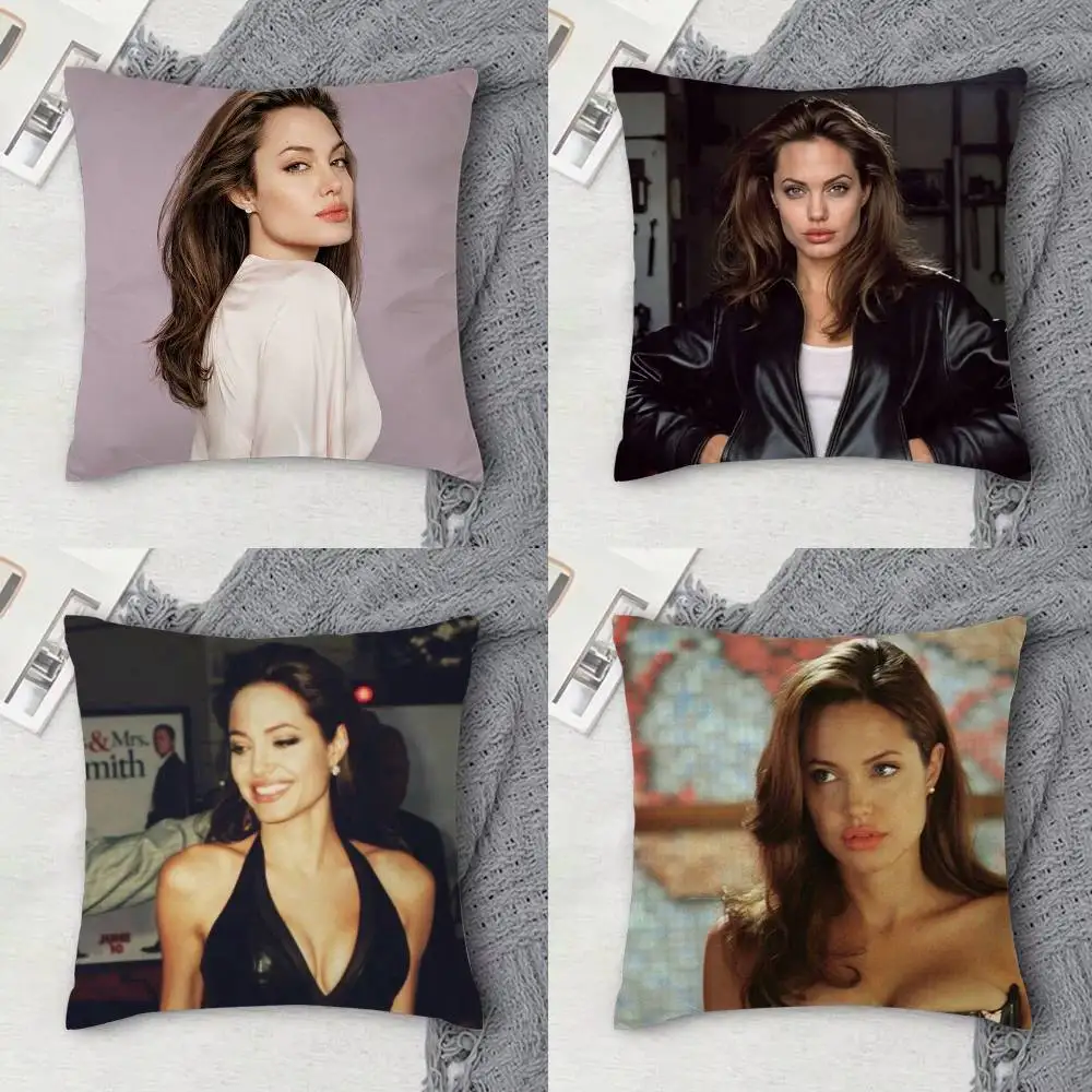 

A-Angelina jolie Double-sided Printed Square Decorative Cushion Cover for Sofa Living Room Home Decor