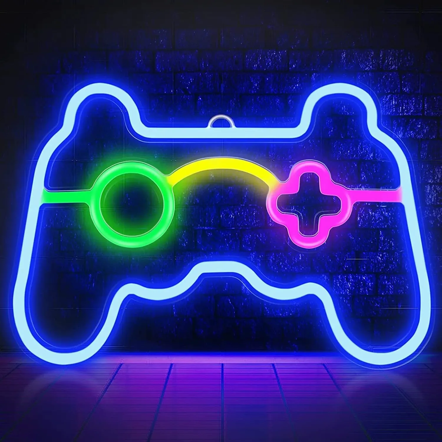 USB Game Console Handle Shape Bedroom Children\'s Room Game Room Decoration LED Neon Lights