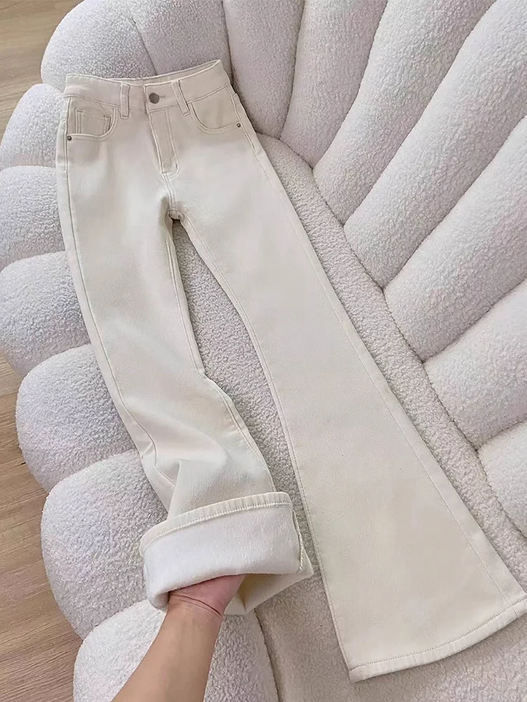 

Мужские расклешенные джинсы на подкладке с высокой талией, удлиненная длина, длинные брюки для похудения в американском стиле High Street