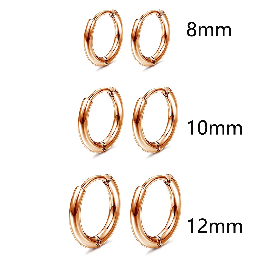 1-8 Pairs Stainless Steel Rose Gold Plated Hoop Earrings for Women Girl Hypoallergenic Ball CZ Stud Women Earrings Loop Earrings