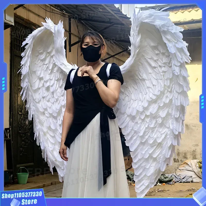 White Angel Feathered Wings for Wedding Photography Props Studio Window Wall Decoration Shooting Background Accessories