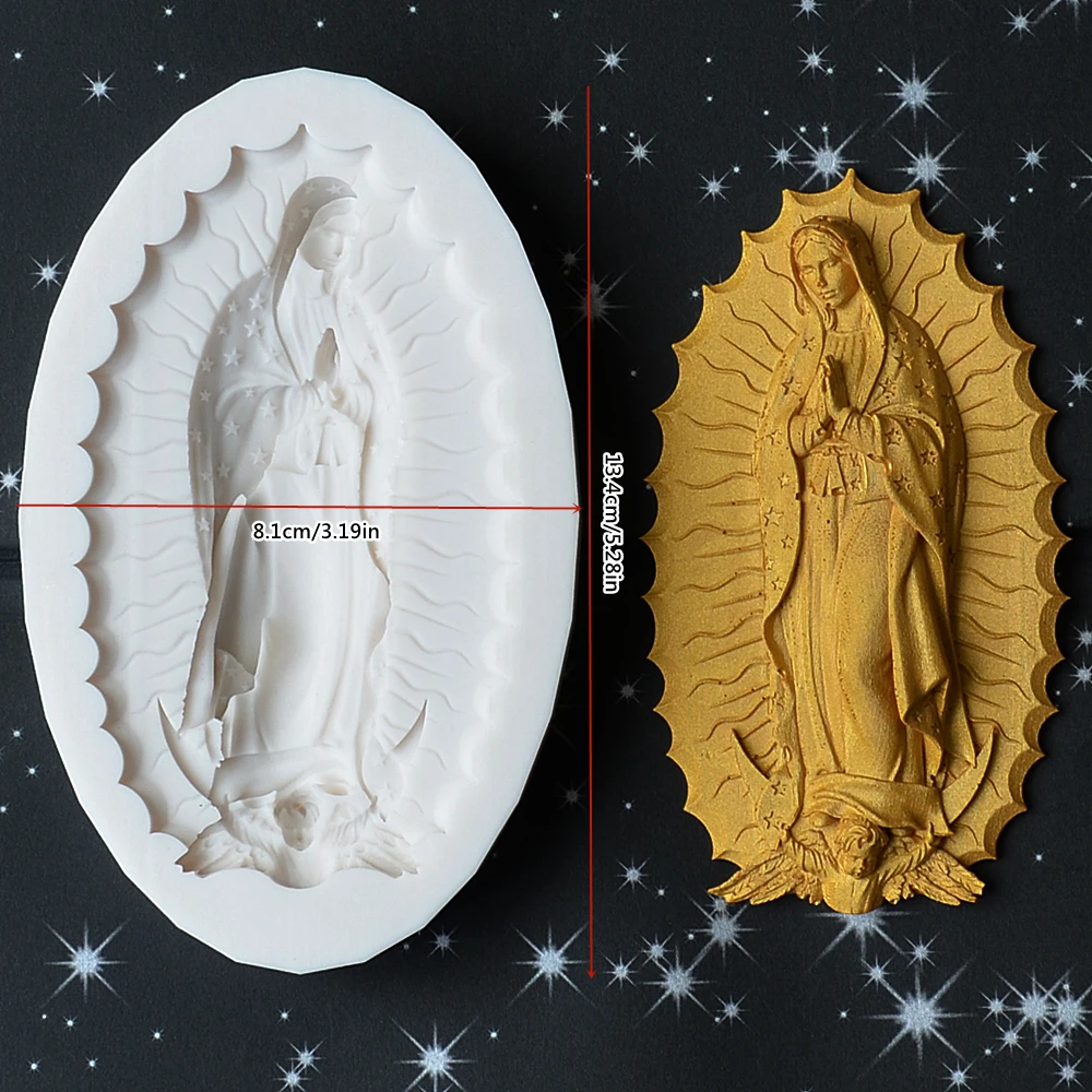 European Virgin Mary Silicone Mold DIY Handmade Cake Chocolate Candy Decoration Mold Family Gathering Gift Mold Kitchen Baking