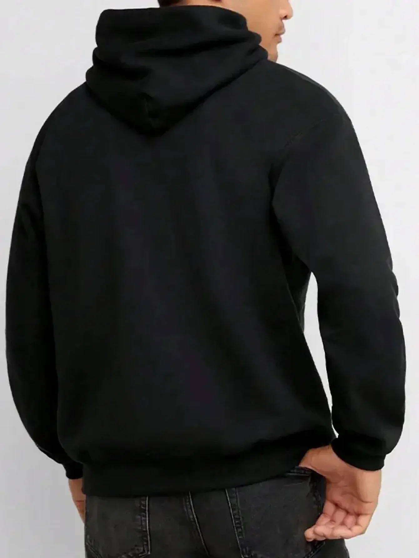 Men's Loose Fit Hooded Sweatshirt 270g, Black Streetwear Pullover, American Style Casual Hoodies, Suitable for Winter Seasons