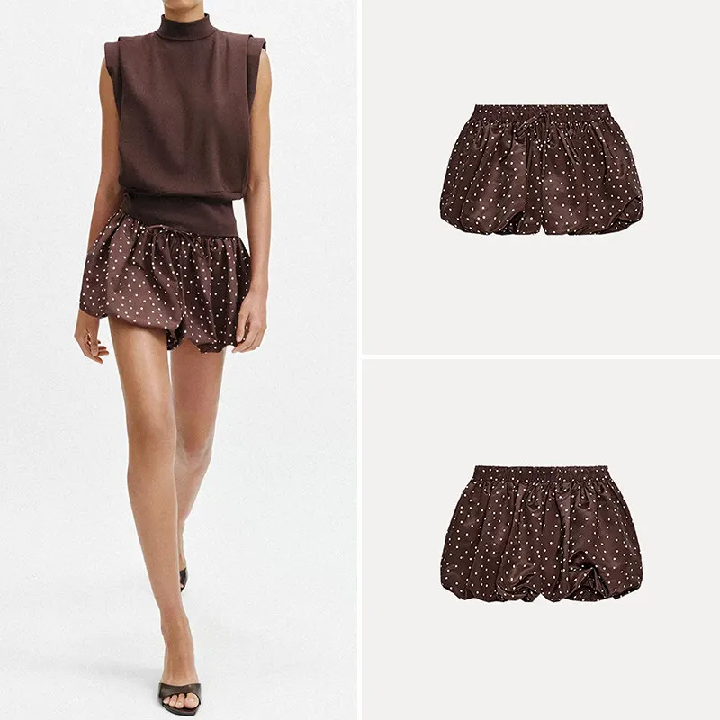 

Women's Fashion Balloon Skirt Pants Elastic Waist Polka Dot Bow Tie Summer New Arrival Short Pants Other Material 100%