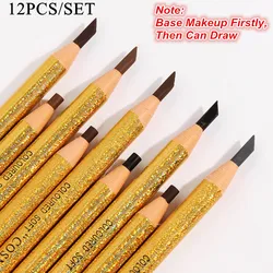 12pcs/Set Eyebrow Pencil Waterproof Easy To Apply Brow Definer Enhancers Pencil Makeup Natural Henna Brows Tint Tools