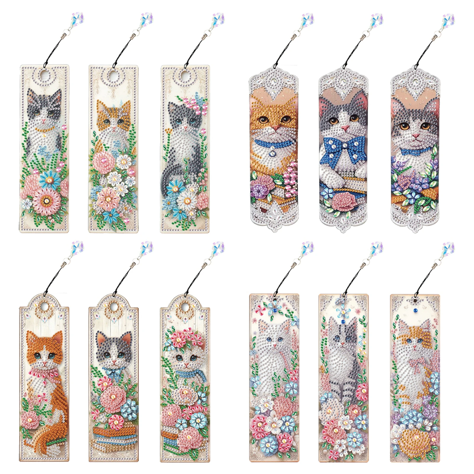 

12Pcs Flower Animal DIY Diamond Painting Bookmark Diamond Bookmark Art Projects Home Office Supplies Gift for Book Lovers