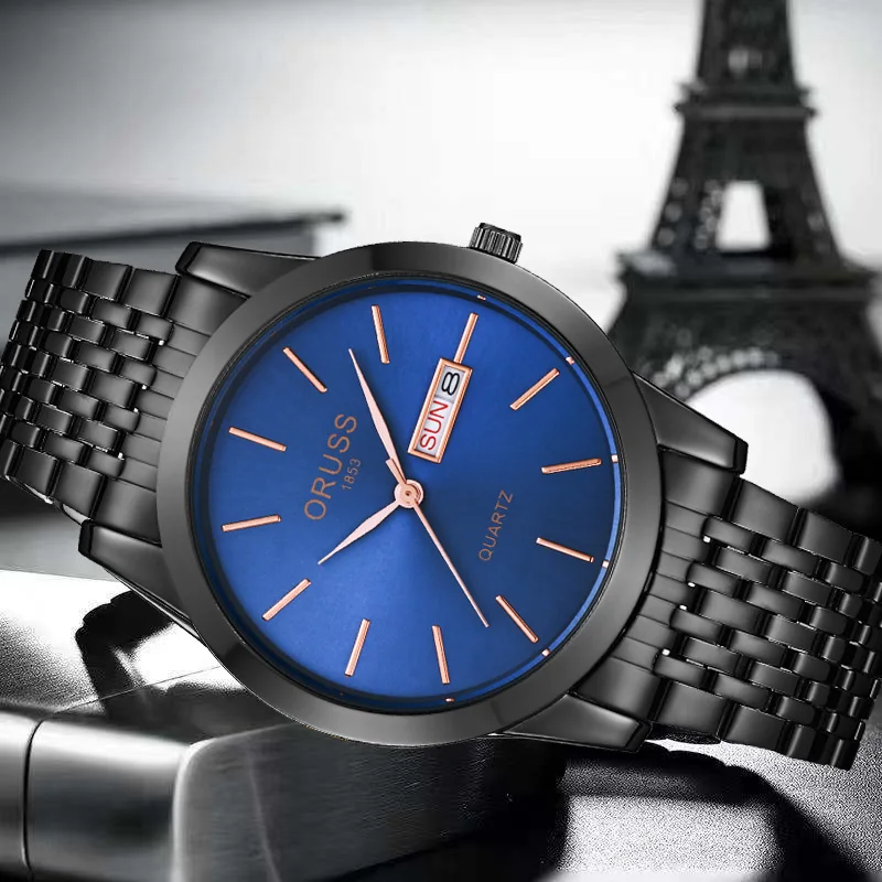 Мужские часы с модной атмосферой джентльмена. Красивые молодежные прочные стальные ремешки с двойным календарем. Модные мужские часы высокого класса.