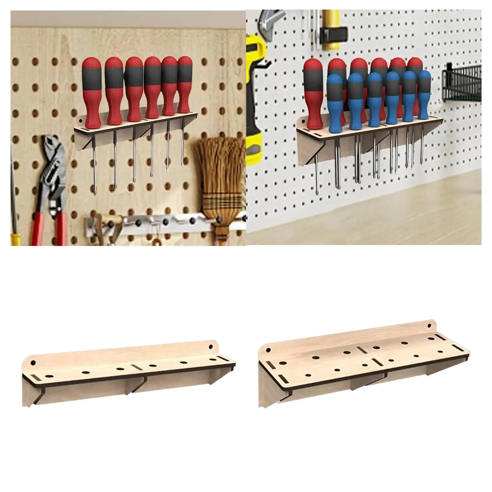 Multi Holes Screwdriver Organizer Wood Tool Holder Easy Installation Storage Rack for Garage Shed Workshop