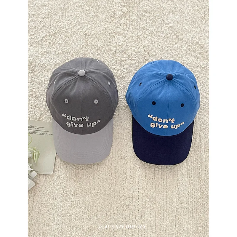 Preppy Style Three-Dimensional Embroidery Letter Color Matching Peaked Cap Female Korean Style All-Match Soft Top Matching Baseb