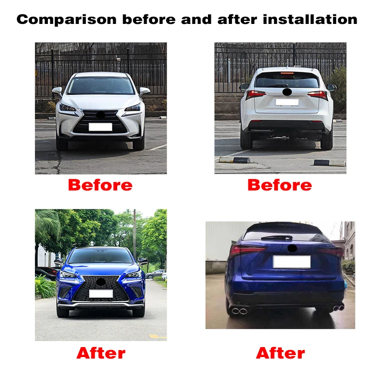 Upgrade Bodykit For Lexus NX200 NX200t NX300h 2015-2017 to 2018 body kit car bumper set Grille exhaust pipe rear lip