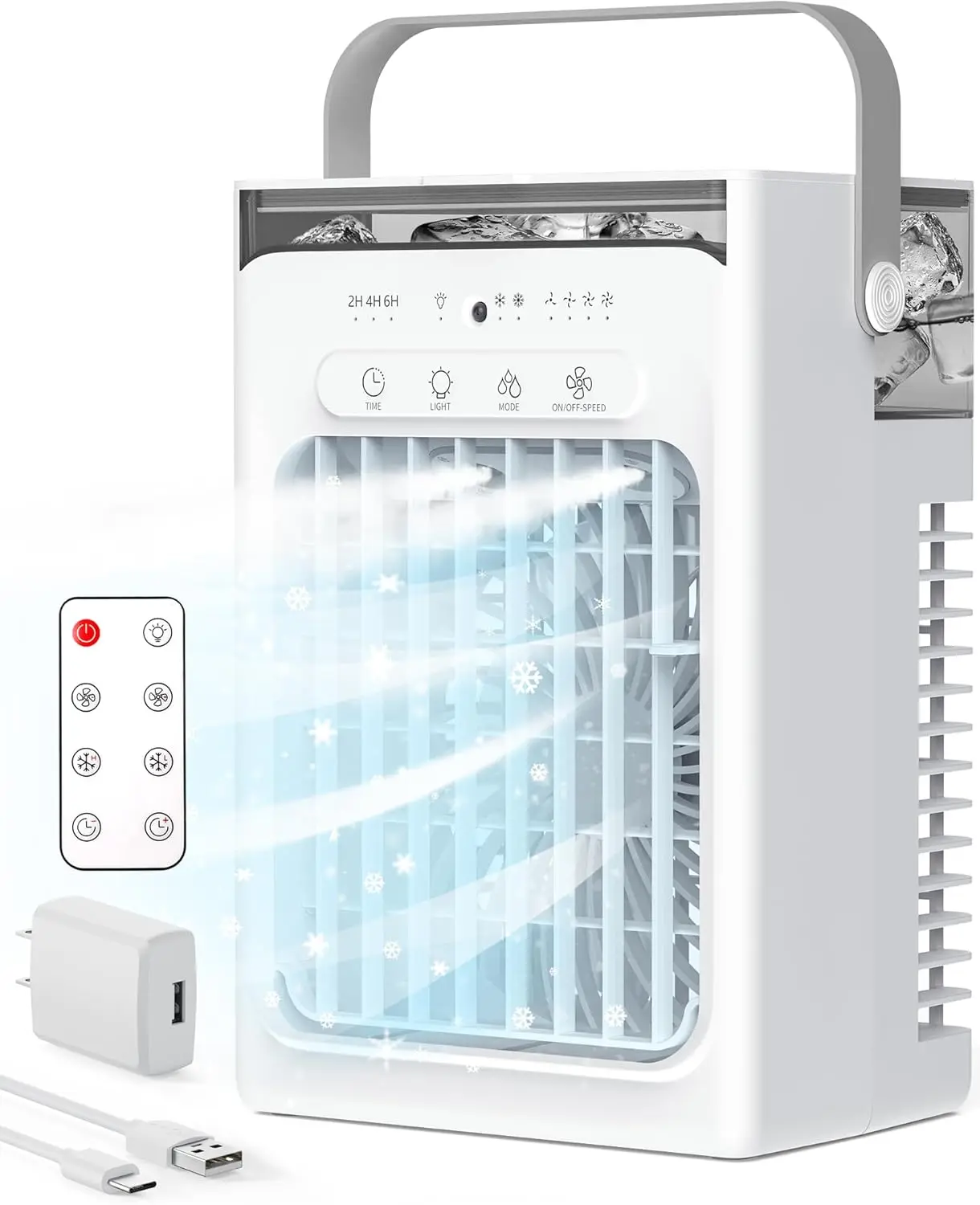 

Портативный кондиционер с пультом ДУ, 4 скорости, таймер, ночник для дома, автомобиля, офиса