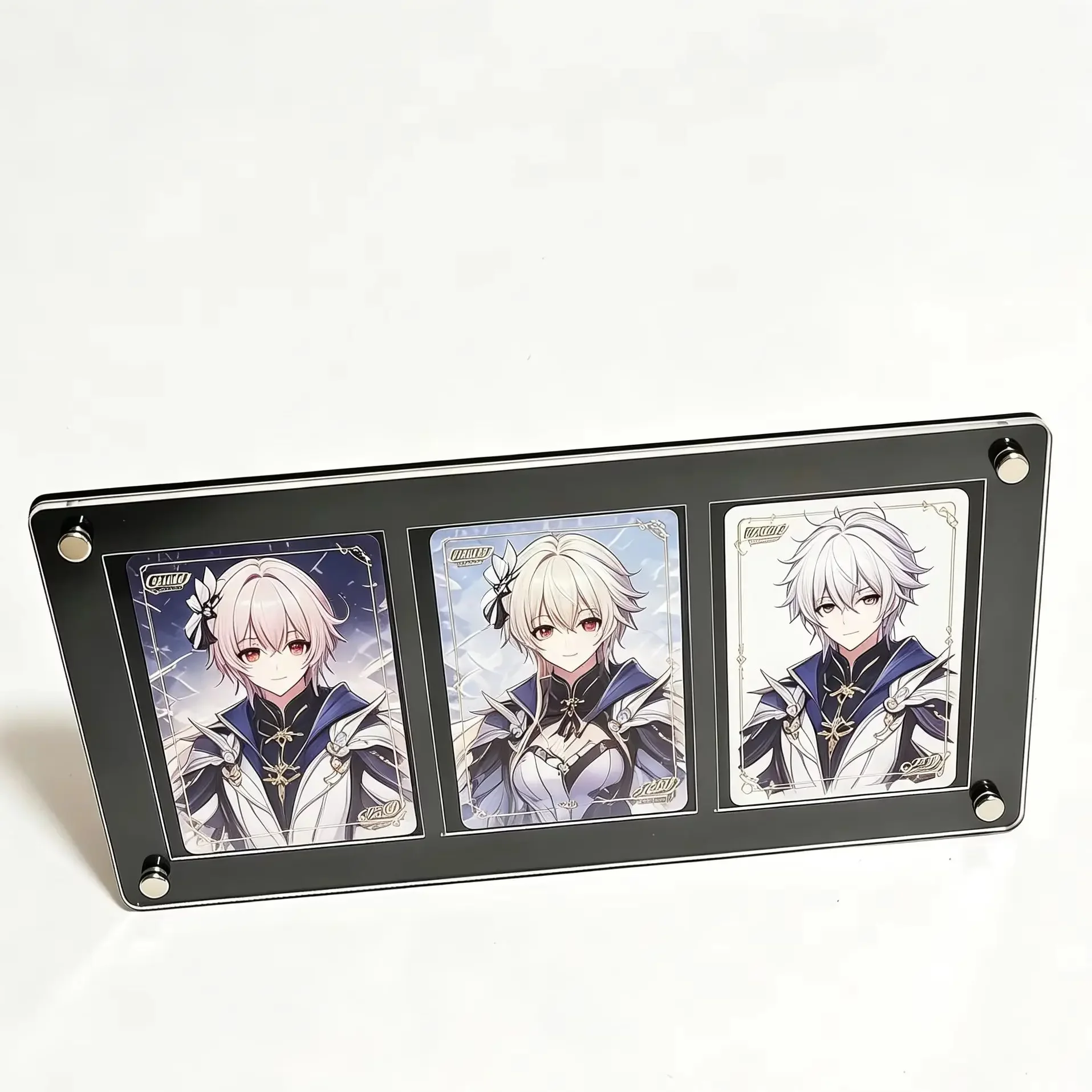3-slot Black Display Stand Polaroid Picture Frame Can Be Put More Than Collection Card Anime Character Trainer Card