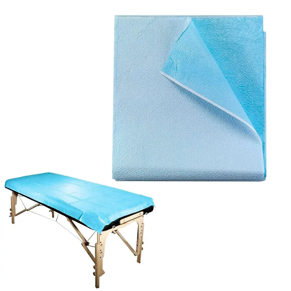 Disposable Stretcher Sheets 40 x 90 Inch Blue, Tissue Poly lat Sheets, Single Use Bed Covers or Massage Table, Exam Table, Pack