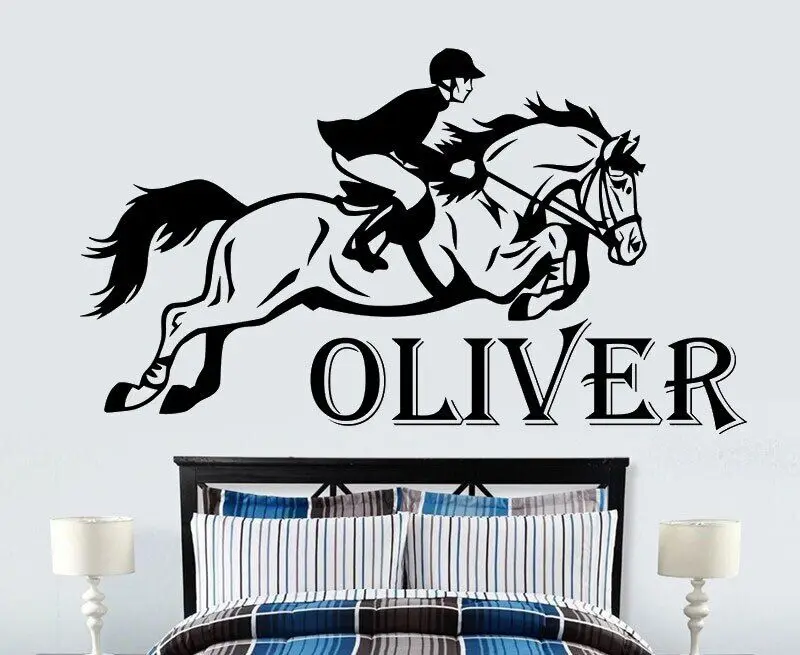 Personalized Name Vinyl Decals Custom Name Stickers Horse Riding Wall Stickers Sports Children\'s Room Decoration Wall Stickers47