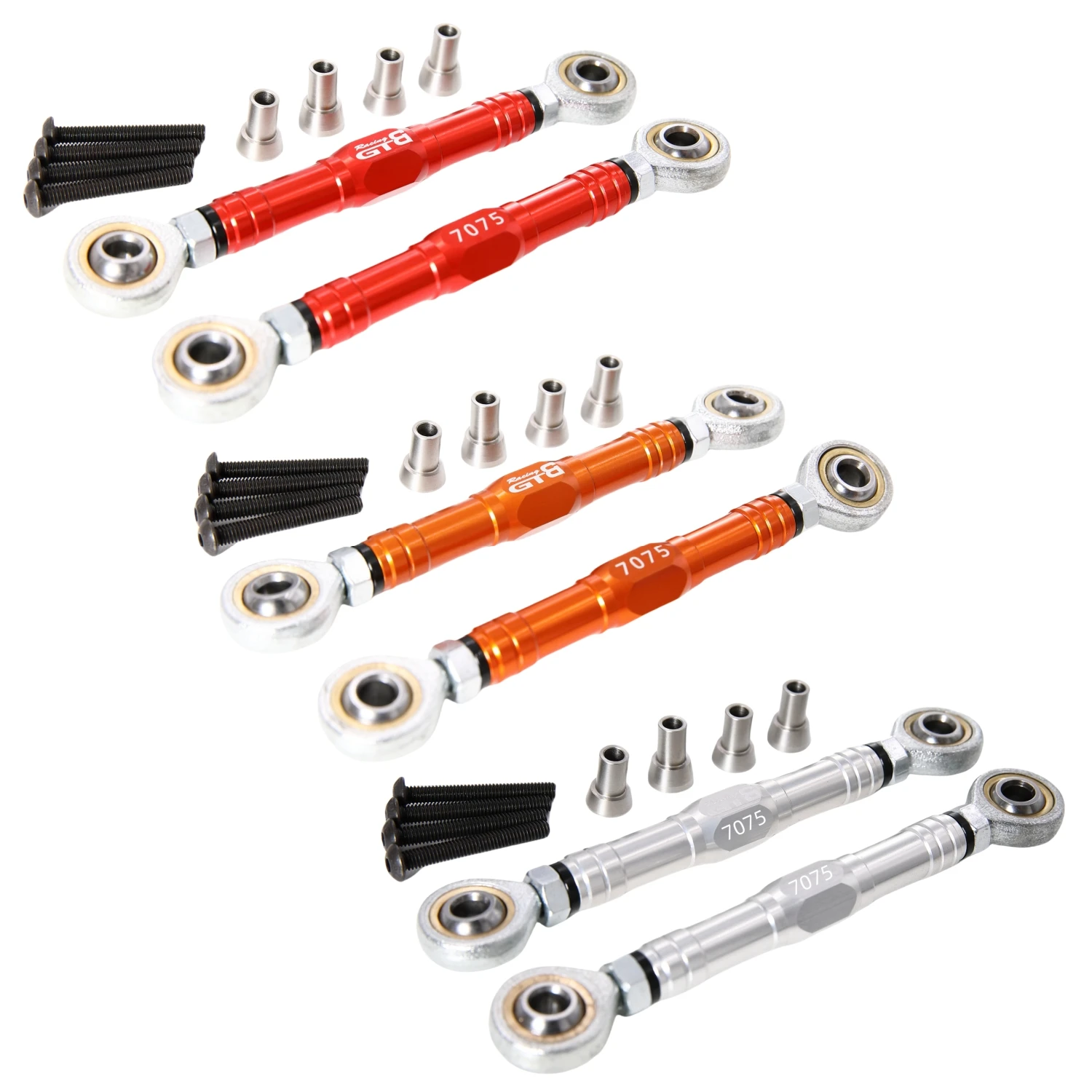 GTBRacing CNC Aluminum 7075 T6 Steering Turnbuckle Tie Rod Set for 1/5 RC Car HPI Baja km rv 5B SS 5SC Upgrade Part