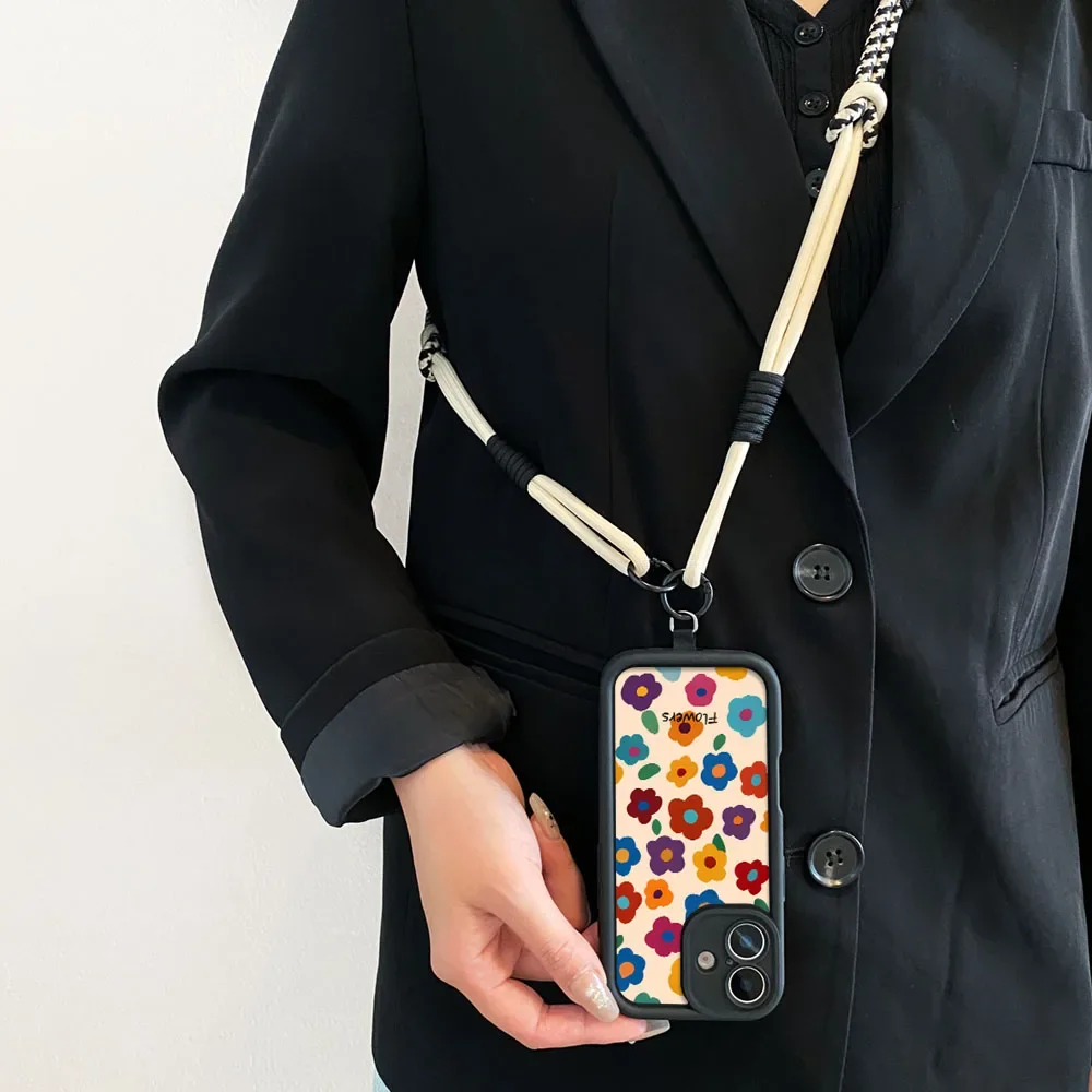 Ypm5 المعصم سلسلة Crossbody الحبل الحال بالنسبة Xiaomi Poco X6 F6M6F7 X7M7 F5 X5 X3 M3 Pro C55 C50 C51 C65 C75 C71 الأزهار غطاء الهاتف
