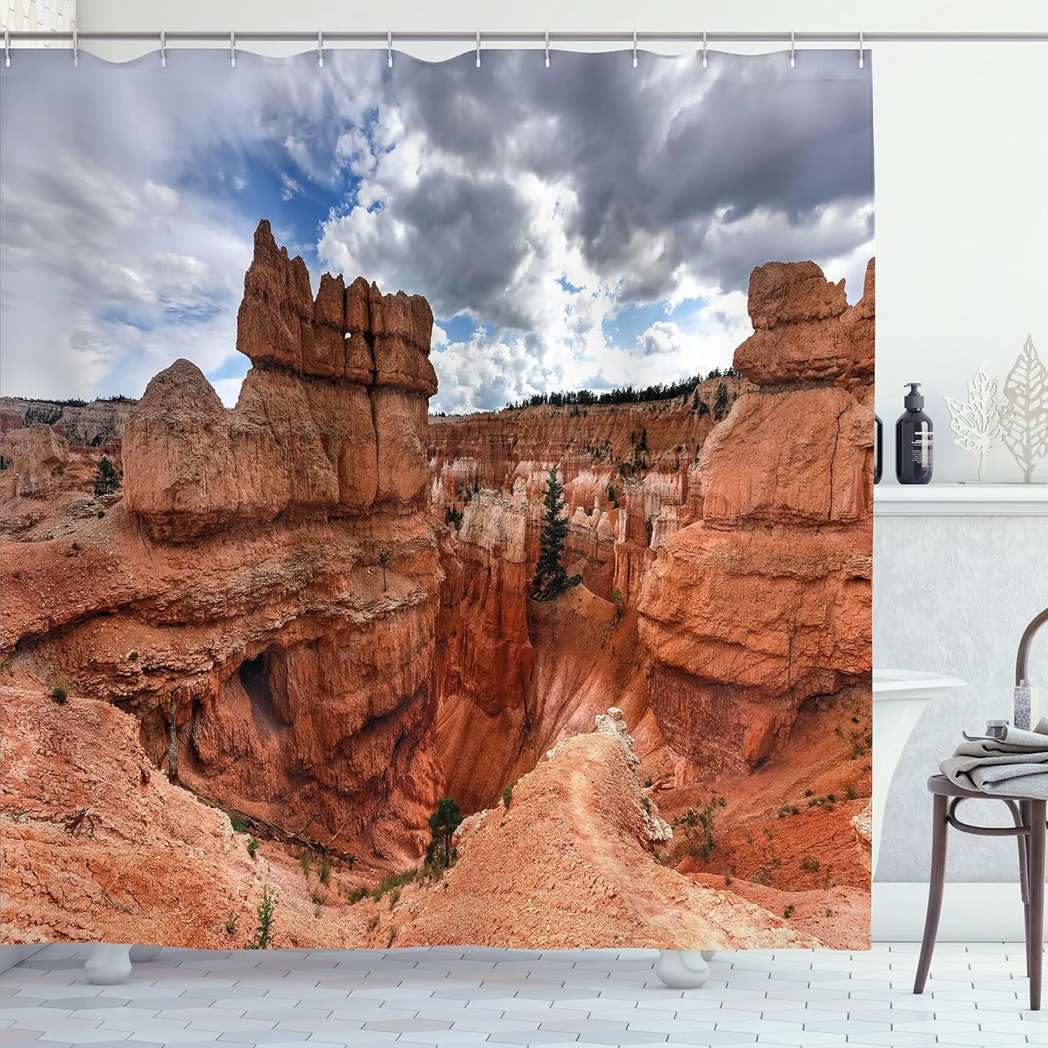 

Bryce Canyon Shower Curtain Red Rock Landscape Desert Scene Nature Art USA National Park Bath Decor Waterproof Fabric Adventure