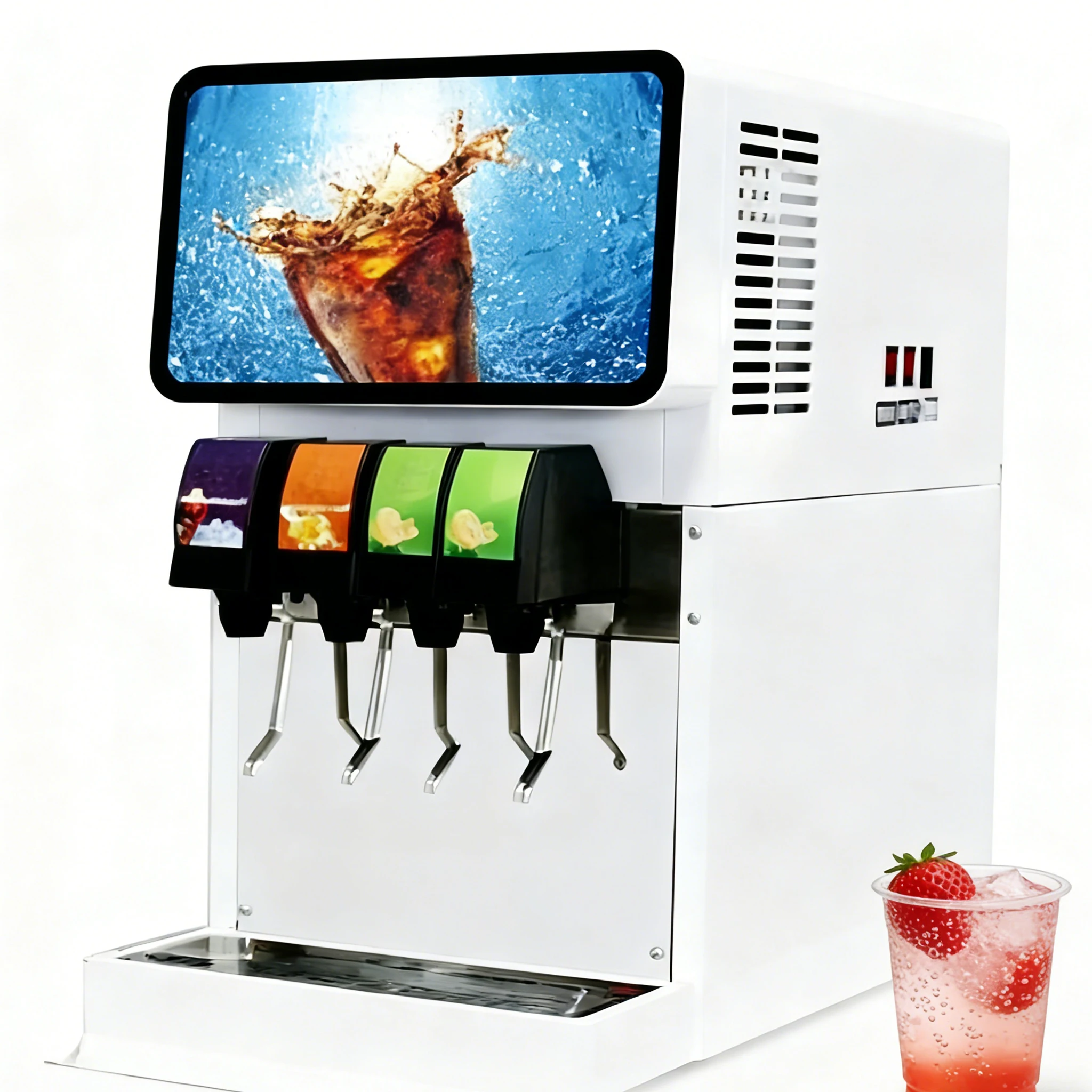 Restaurant Drink Dispenser Imported Compressor Stainless Steel 50kg 4 Valve Automatic Soda Fountain Dispenser For Commercial Use