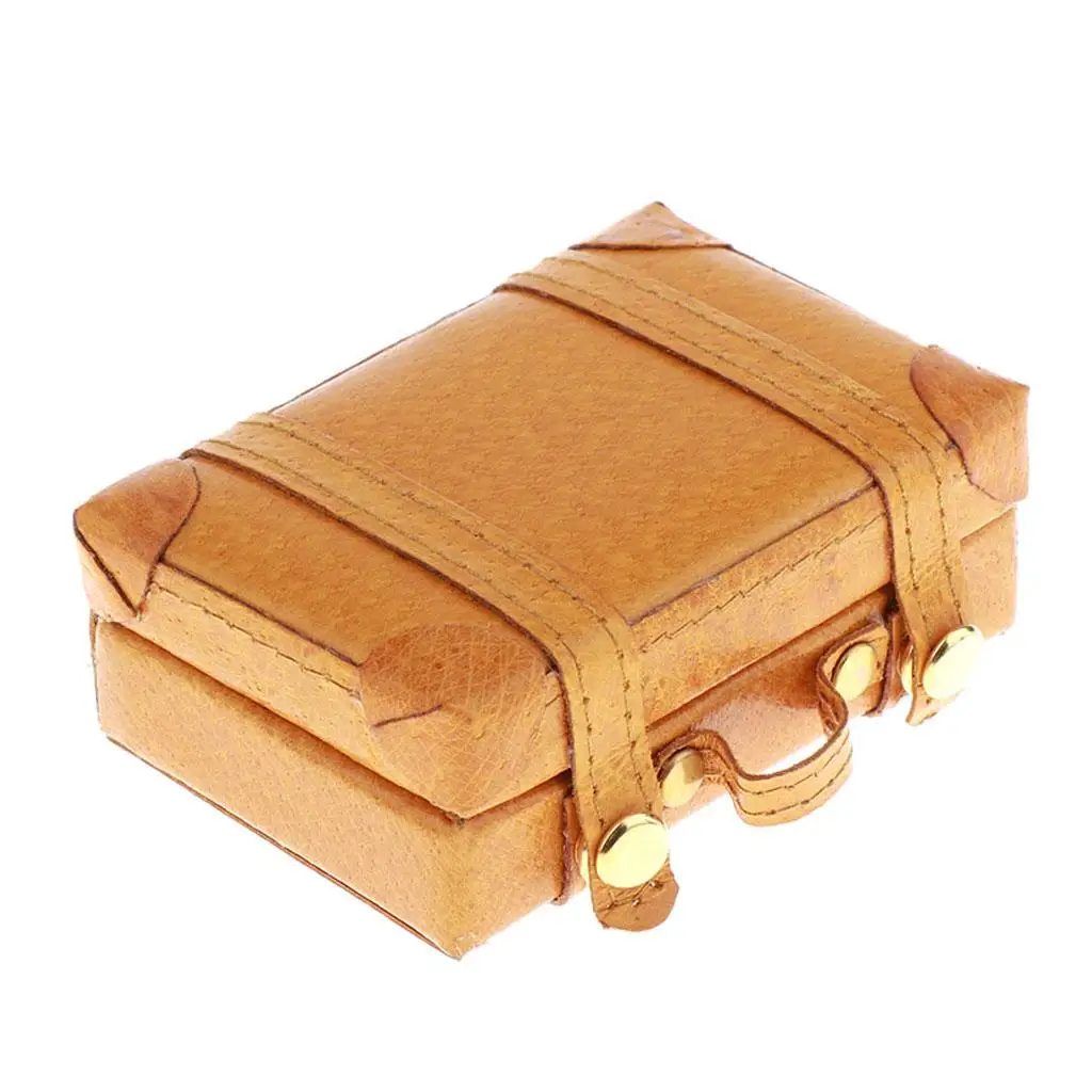 1:6 Dollhouse Miniature Yellow PU Suitcase Luggage Accs Kids Pretend Toy