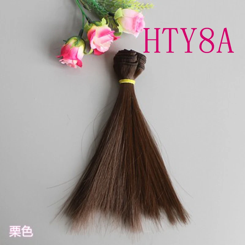 Soft Doll Hair 15cm 25cm Black Blonde Brown Khaki Color Straight Russian Handmade DIY High Temperature Doll Wigs