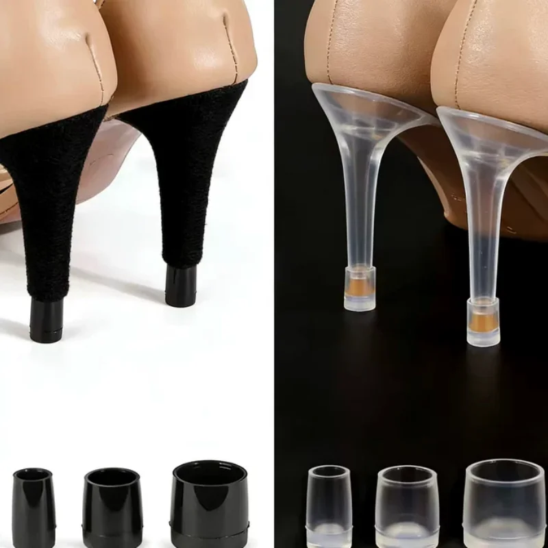 XX/XS/S/M/L امرأة عالية الكعب أغطية الحذاء مادة مربعة لينة التخميد كعب حامي كاتم الصوت عدم الانزلاق كعب حامي