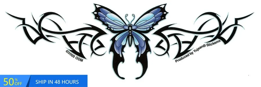 

2SKY BLUE BUTTERFLY TATTOO Trendy Boat Camper Van Truck Car Waterproof Vinyl Decal Gift Cool Retro Vintage Unique Cute Funny