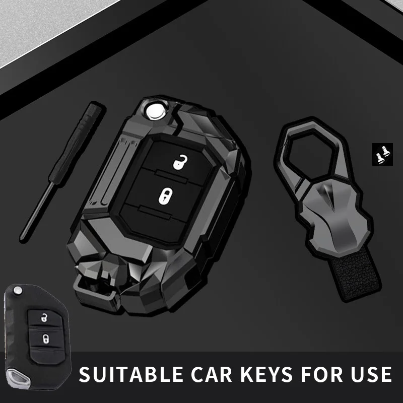 for Jeep Wrangler Gladiator JT JLU Flip Folding Blade Remote key FOB Protect Cover Case Skin Shell Hood Holder Keychain