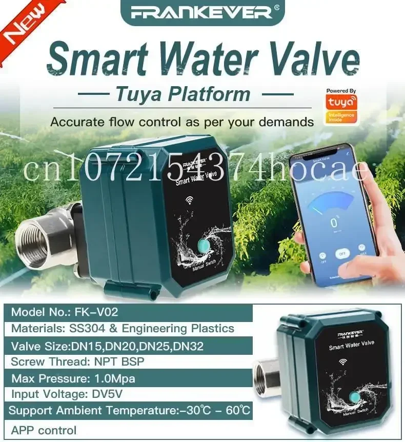 FrankEver WIFI Smart Water Timer Wireless Water Valve Remote Control Smart Automatic Watering Works with Alexa Google Home Tuya