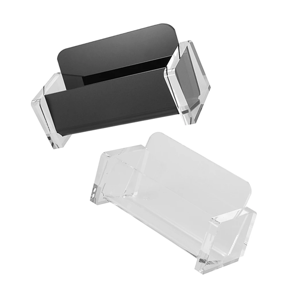 

2 Pcs Business Card Case Acrylic Desktop Organizer Holder Label Box Display for Holders