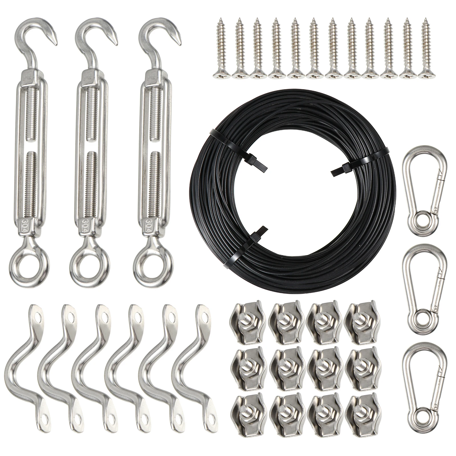 

Stainless Steel Wire Rope Set for String Light Hanging Cable Railing Kit Strong Enough Heavy String Lights Large Opening Area