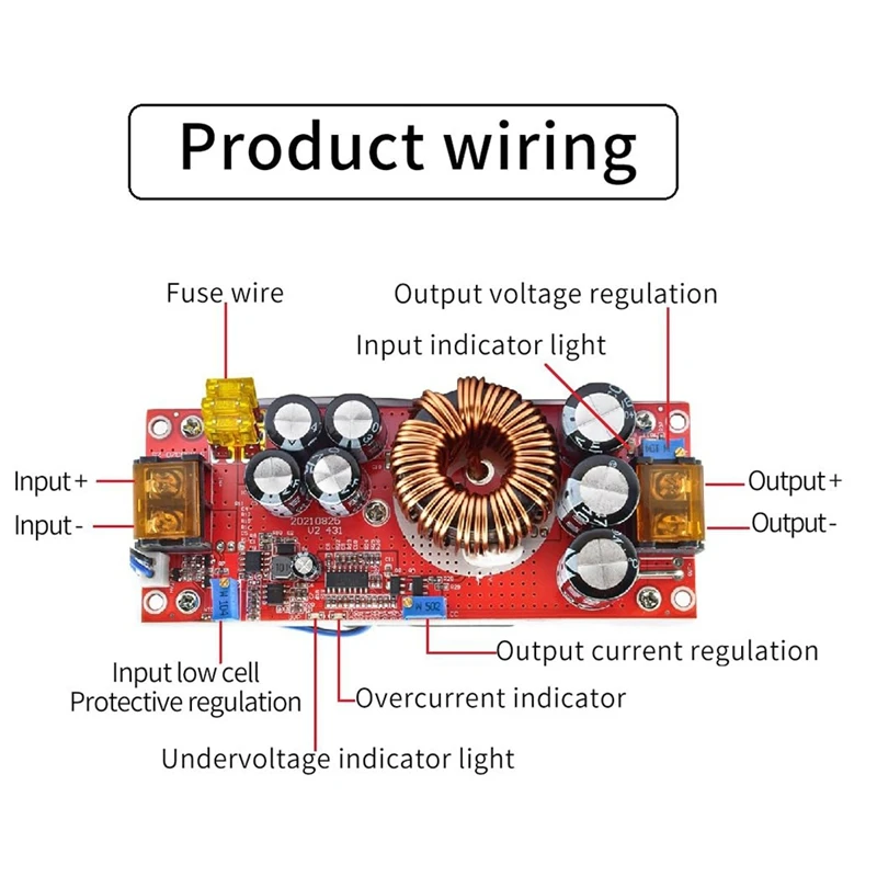 1800W DC-DC Boost Converter 40A Adjustable Voltage 10-60V To 12-90V For High Power Applications