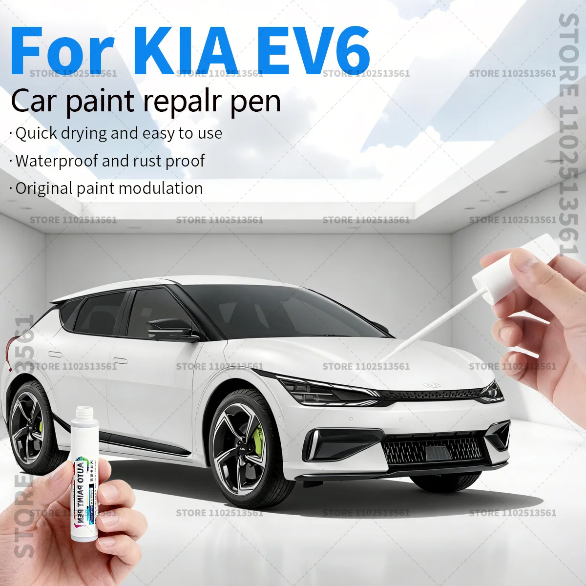 

Ручка-корректор для ремонта лакокрасочного покрытия автомобиля, аксессуары для устранения царапин для KIA EV6 2021-2025: черный ABP, белый SWP, серый C95, синий B4U, красный CR5