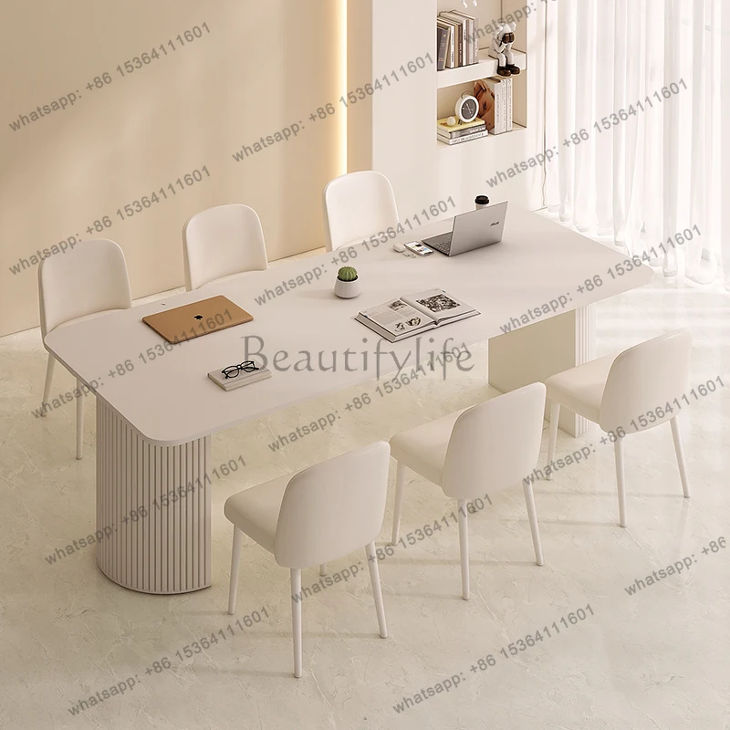 

120 140 160 180 200 220 240 cm Cream style rock slab countertops conference table desk luxury meeting tables negotiation table