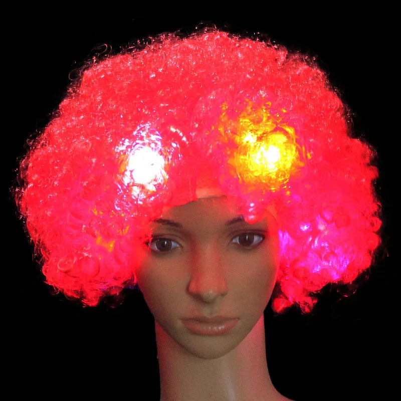 Carnival Colorful Amazing LED Explosion Curly Wig Glowing Clown Hair Wig Cosplay Costume Birthday Wedding Props