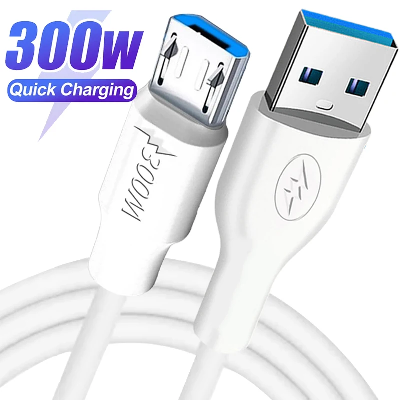 Micro USB Phone Data Cables 300W High-speed Quick Charging Wire Silicone Charger Cords for Android Samsung Galaxy S7 Laptop